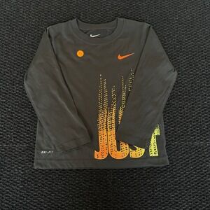 Nike Dri-FIT Long Sleeve Athletic Shirt‎ Boys Youth Size 6 Gray Graphic Print
